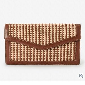 J. McLaughlin Tan and Brown Woven Clutch NWT
